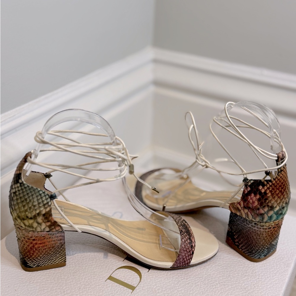 Stunning Real Multicolour And White Python & Leather Sandals By Alexandre Birman